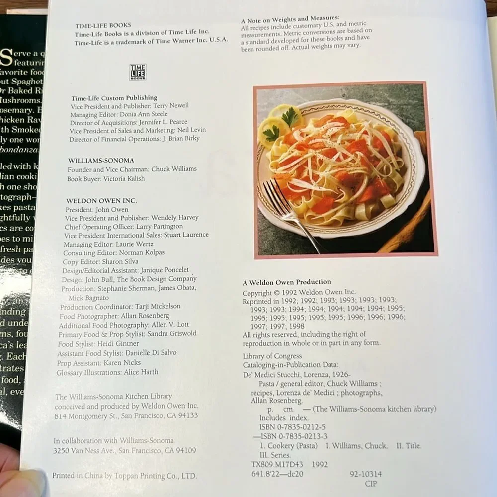 Williams-Sonoma Kitchen Library Cookbook ~ Pasta